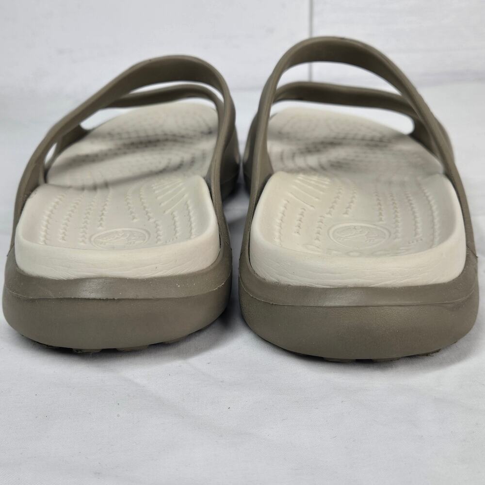 Crocs Meleen Sandals Womens Size 8 Khaki Tan Slide Strappy Comfort Shoes - Picture 5 of 10